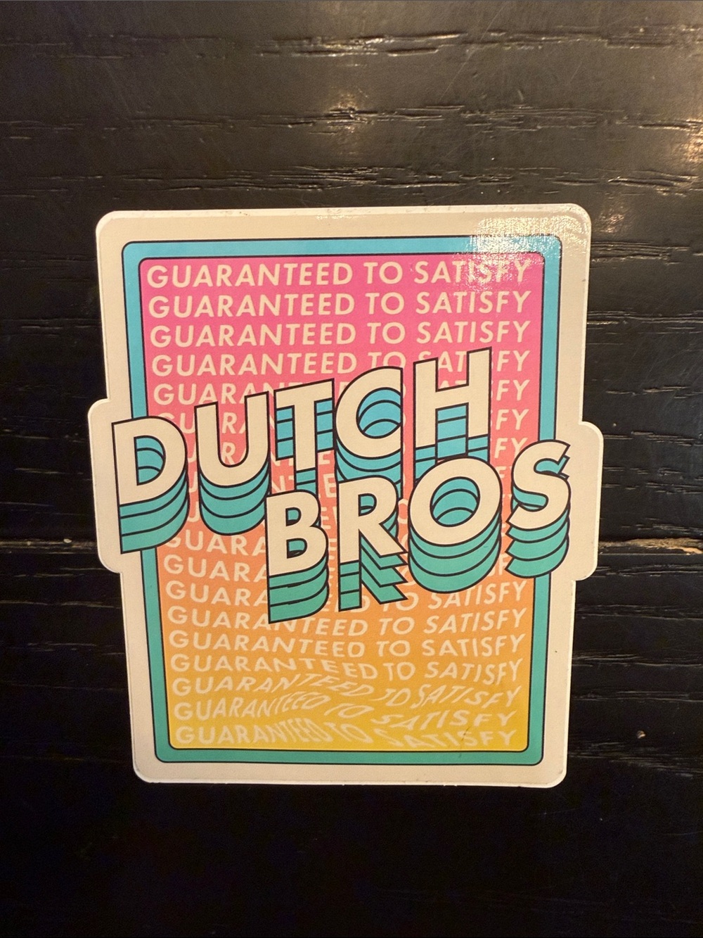 Dutch Bros Retro stickerSign - Pink, Teal & Yellow Gradient